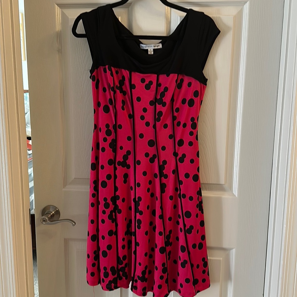 Hot Pink w/black polka dot dress